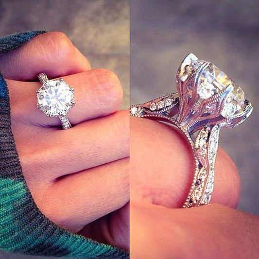 Wholesale Women's Copper Zircon Engagement Ring With Geometric Design
