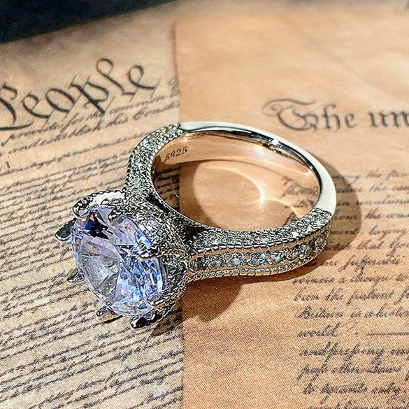 Wholesale Women's Copper Zircon Engagement Ring With Geometric Design