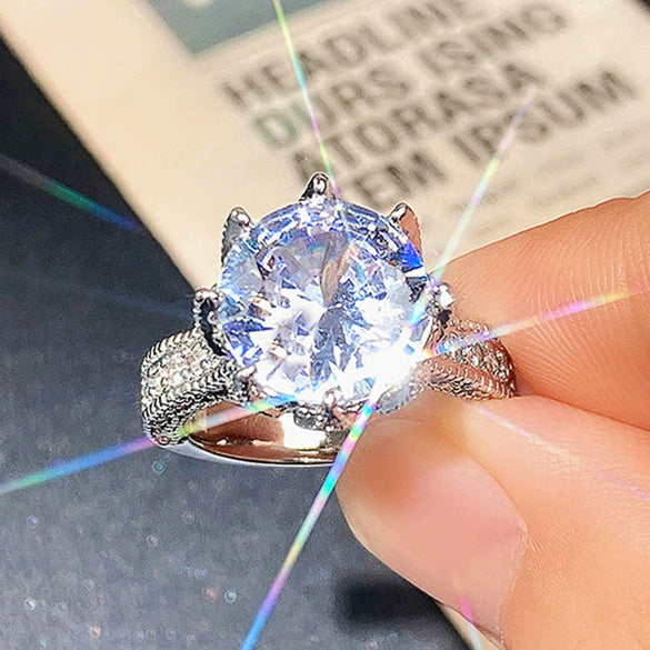 Wholesale Women's Copper Zircon Engagement Ring With Geometric Design