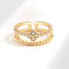 Wholesale Women's Copper Zircon Fourleaf Clover Geometric Ring With Electroplating