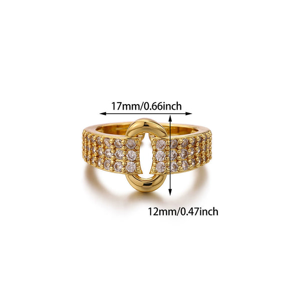 Wholesale Women's Copper Zircon Fruitshaped Ring 18K Gold Plated Inlaid With Gold Light Luxury Geometric Style Accessories
