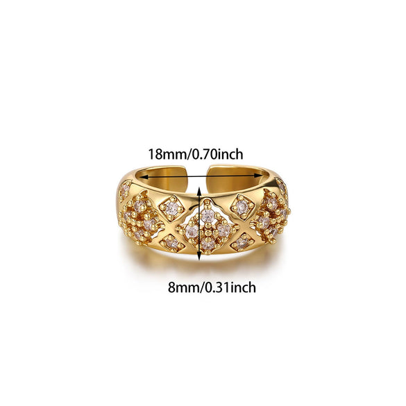 Wholesale Women's Copper Zircon Fruitshaped Ring 18K Gold Plated Inlaid With Gold Light Luxury Geometric Style Accessories