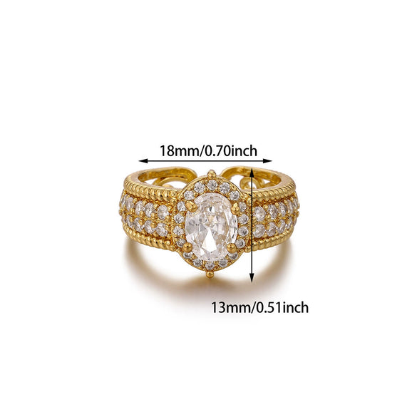 Wholesale Women's Copper Zircon Fruitshaped Ring 18K Gold Plated Inlaid With Gold Light Luxury Geometric Style Accessories