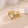Wholesale Women's Copper Zircon Fruitshaped Ring 18K Gold Plated Inlaid With Gold Light Luxury Geometric Style Accessories