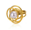 Wholesale Women's Copper Zircon Fruitshaped Ring 18K Gold Plated Inlaid With Gold Light Luxury Geometric Style Accessories