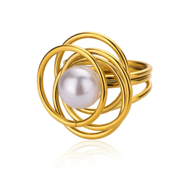 Wholesale Women's Copper Zircon Fruitshaped Ring 18K Gold Plated Inlaid With Gold Light Luxury Geometric Style Accessories