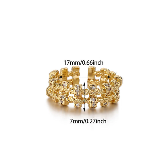Wholesale Women's Copper Zircon Fruitshaped Ring 18K Gold Plated Inlaid With Gold Light Luxury Geometric Style Accessories