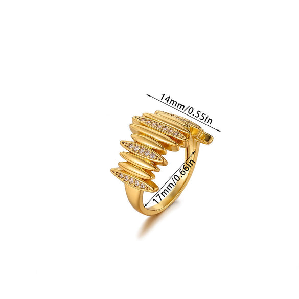 Wholesale Women's Copper Zircon Fruitshaped Ring 18K Gold Plated Inlaid With Gold Light Luxury Geometric Style Accessories