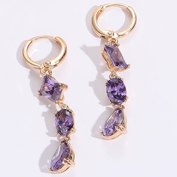 Wholesale Women's Copper Zircon Geometric Animal Pattern Electroplated Earrings