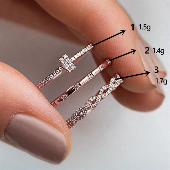 Wholesale Women's Copper Zircon Geometric Cross Stackable Combination Ring