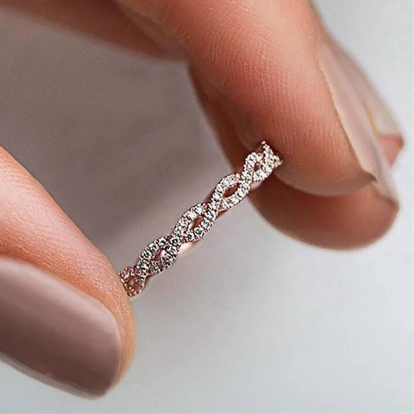 Wholesale Women's Copper Zircon Geometric Cross Stackable Combination Ring