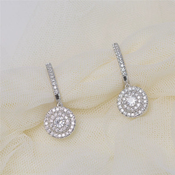 Wholesale Women's Copper Zircon Geometric Earrings Jewelry