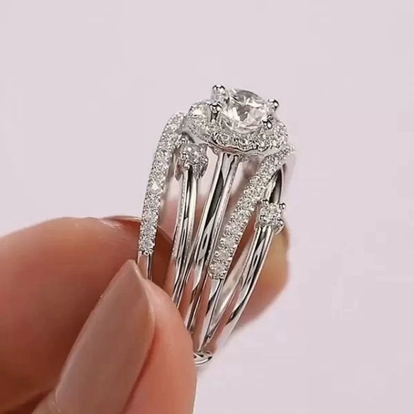 Wholesale Women's Copper Zircon Geometric Multicircle Winding Ring
