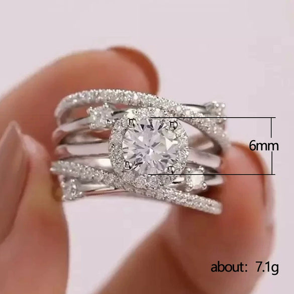 Wholesale Women's Copper Zircon Geometric Multicircle Winding Ring