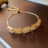 Wholesale Women's Copper Zircon Heart Shape Love Adjustable Bracelet With Real Gold Electroplated Fashion Light Luxury Design