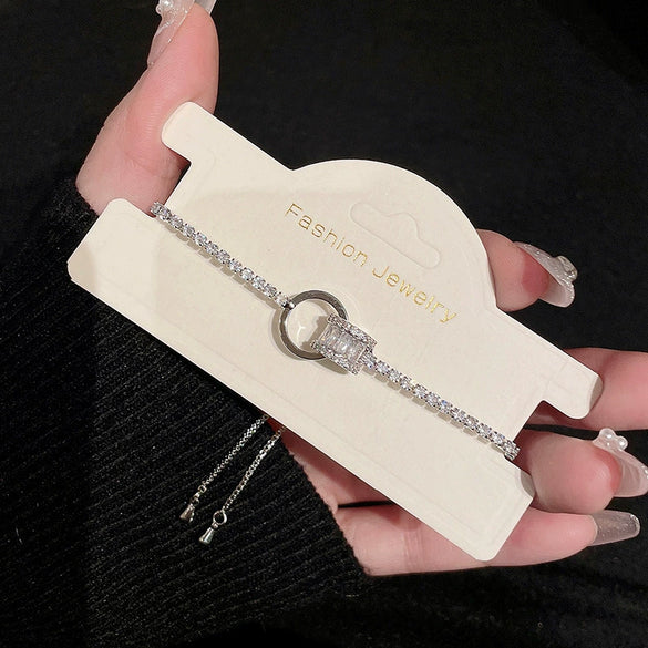 Wholesale Women's Copper Zircon Heart Shape Love Adjustable Bracelet With Real Gold Electroplated Fashion Light Luxury Design