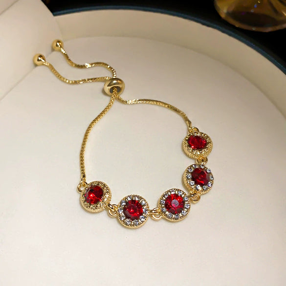Wholesale Women's Copper Zircon Heart Shape Love Adjustable Bracelet With Real Gold Electroplated Fashion Light Luxury Design