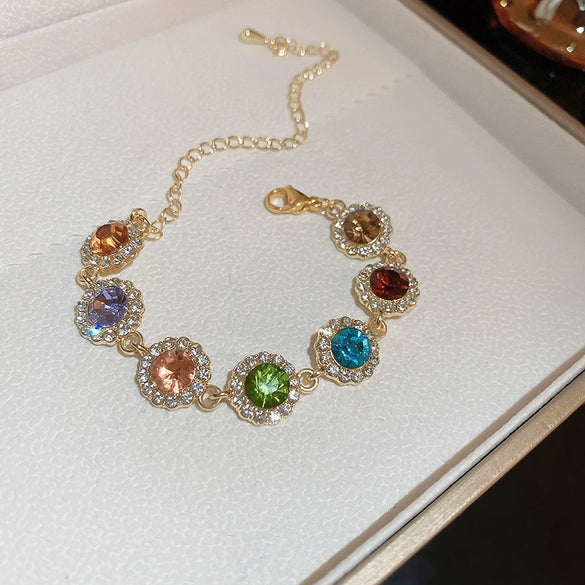 Wholesale Women's Copper Zircon Heart Shape Love Adjustable Bracelet With Real Gold Electroplated Fashion Light Luxury Design