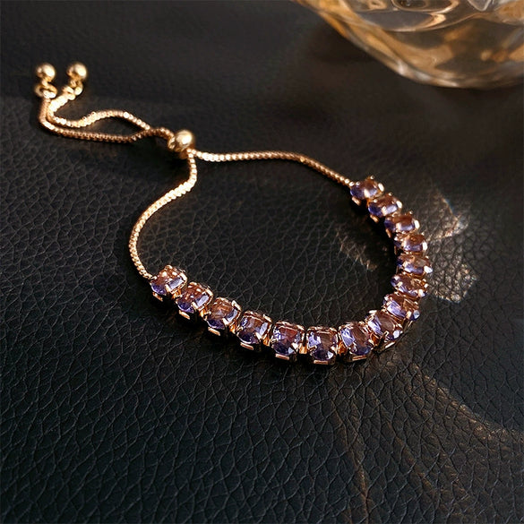 Wholesale Women's Copper Zircon Heart Shape Love Adjustable Bracelet With Real Gold Electroplated Fashion Light Luxury Design