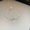 Wholesale Women's Copper Zircon Heart Shape Love Adjustable Bracelet With Real Gold Electroplated Fashion Light Luxury Design