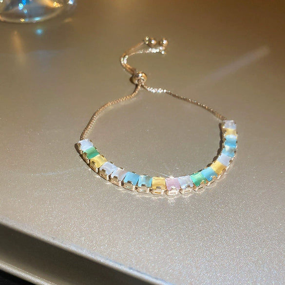 Wholesale Women's Copper Zircon Heart Shape Love Adjustable Bracelet With Real Gold Electroplated Fashion Light Luxury Design