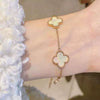 Wholesale Women's Copper Zircon Inlaid Fourpetal Flower Geometric Sweet Style Bracelet Real Gold Electroplated