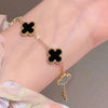 Wholesale Women's Copper Zircon Inlaid Fourpetal Flower Geometric Sweet Style Bracelet Real Gold Electroplated