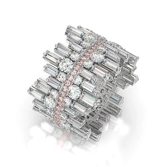Wholesale Women's Copper Zircon Inlaid Geometric Irregular Full Circle Ring Jewelry