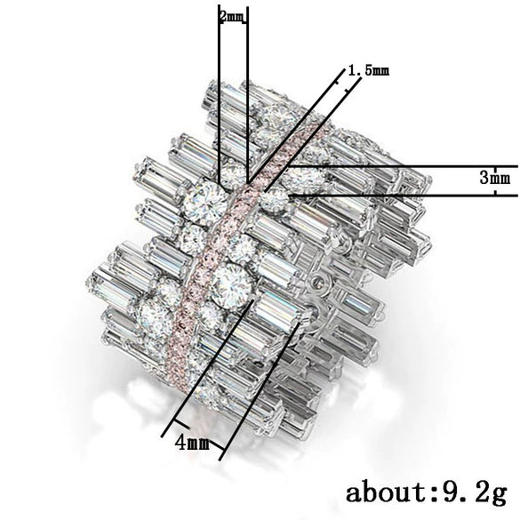 Wholesale Women's Copper Zircon Inlaid Geometric Irregular Full Circle Ring Jewelry