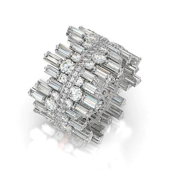 Wholesale Women's Copper Zircon Inlaid Geometric Irregular Full Circle Ring Jewelry