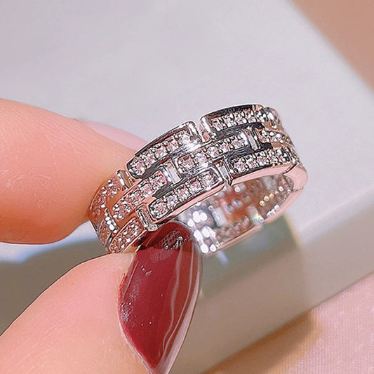 Wholesale Women's Copper Zircon Inlaid Geometric Pattern Ring