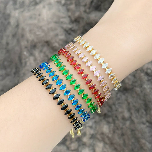 Wholesale Women's Copper Zircon Inlaid Geometric Prismatic Bracelet