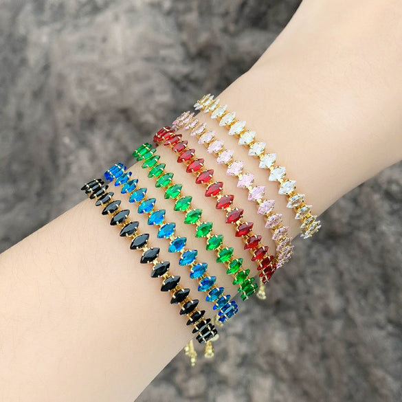 Wholesale Women's Copper Zircon Inlaid Geometric Prismatic Bracelet