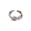 Wholesale Women's Copper Zircon Letter Double Open Finger Ring