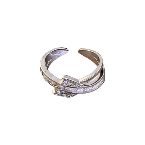 Wholesale Women's Copper Zircon Letter Double Open Finger Ring