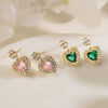 Wholesale Women's Copper Zircon Love Earrings With Geometric Pattern And Real Gold Plated Microinlay Treatment