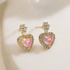 Wholesale Women's Copper Zircon Love Earrings With Geometric Pattern And Real Gold Plated Microinlay Treatment