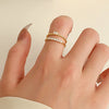 Wholesale Women's Copper Zircon Love Ring Set With Geometric And Heart Design