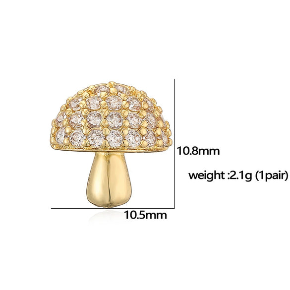 Wholesale Women's Copper Zircon Mushroom And Fruit Cherry Geometric Earrings