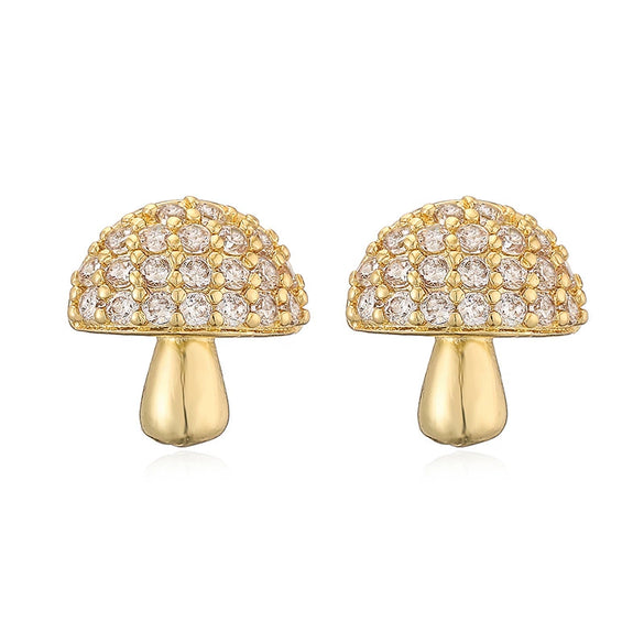 Wholesale Women's Copper Zircon Mushroom And Fruit Cherry Geometric Earrings