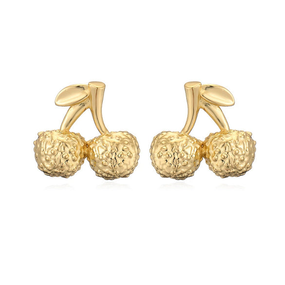 Wholesale Women's Copper Zircon Mushroom And Fruit Cherry Geometric Earrings