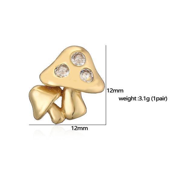 Wholesale Women's Copper Zircon Mushroom And Fruit Cherry Geometric Earrings