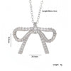 Wholesale Women's Copper Zircon O Chain Necklace With Mixed Gemstone Inlay Bow Tie Pendant Electroplated Vintage Light Luxury Style