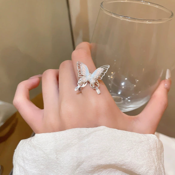 Wholesale Women's Copper Zircon Ring With Butterfly Animal Pattern And Electroplating Design