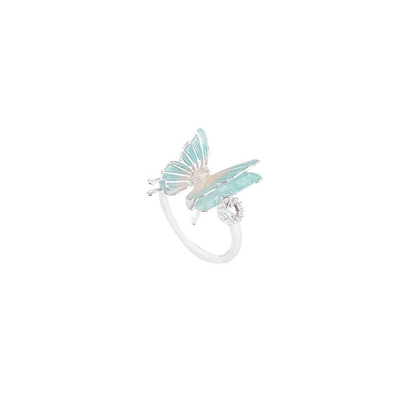 Wholesale Women's Copper Zircon Ring With Butterfly Animal Pattern And Electroplating Design