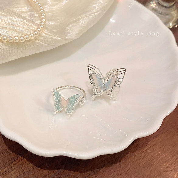 Wholesale Women's Copper Zircon Ring With Butterfly Animal Pattern And Electroplating Design