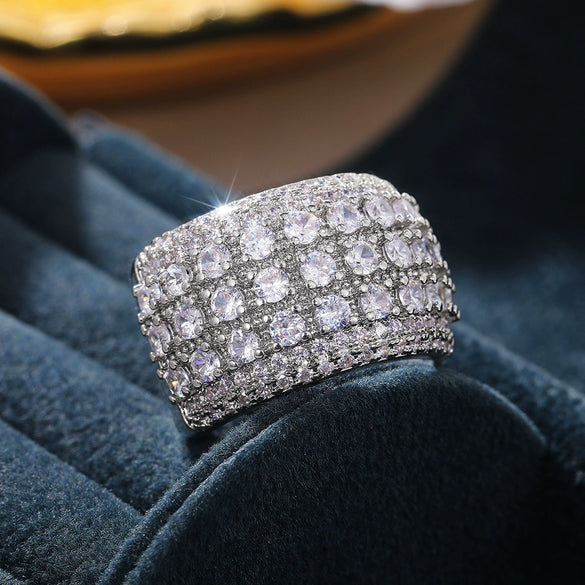 Wholesale Women's Copper Zircon Ring With Geometric Design