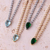 Wholesale Women's Copper Zircon Water Drop Geometric High Sense Electroplated Bracelet And Pendant Necklace Twopiece Set With Melon Seed Chain