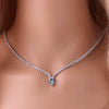 Wholesale Women's Copper Zircon Water Drop Geometric High Sense Electroplated Bracelet And Pendant Necklace Twopiece Set With Melon Seed Chain