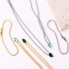 Wholesale Women's Copper Zircon Water Drop Geometric High Sense Electroplated Bracelet And Pendant Necklace Twopiece Set With Melon Seed Chain